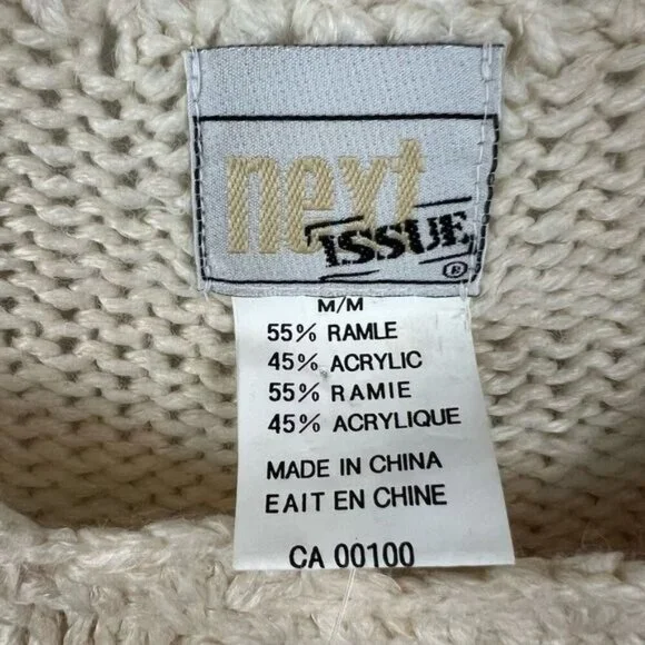 90s Brand New Next Issue Womens Medium Ramie Blend Granny Square Sweater Cottage - Picture 7 of 15